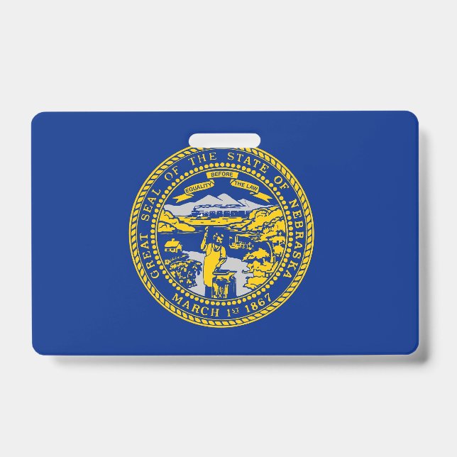 Name Badge with flag of Nebraska State, USA (Front)