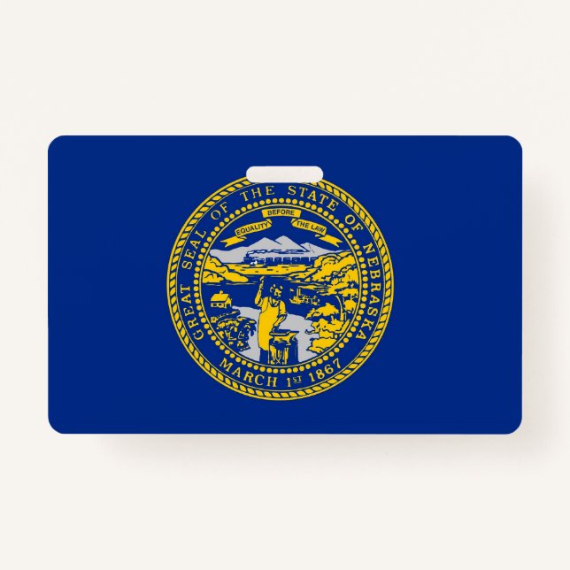 Name Badge with flag of Nebraska State, USA (Front)
