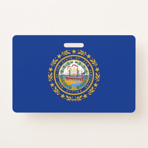 Name Badge with flag of New Hampshire State USA