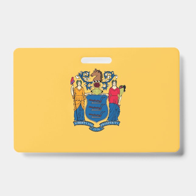 Name Badge with flag of New Jersey State, USA (Front)