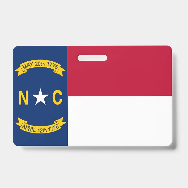 Name Badge with flag of North Carolina State, USA (Front)