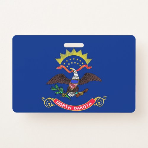 Name Badge with flag of North Dakota State USA