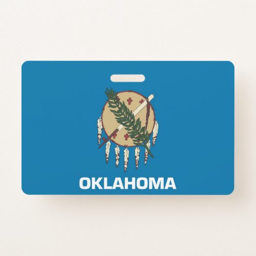 Name Badge with flag of Oklahoma State USA