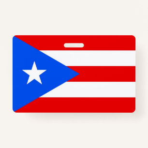 Name Badge with flag of Puerto Rico, USA