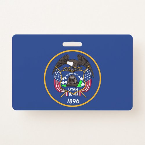 Name Badge with flag of Utah State USA