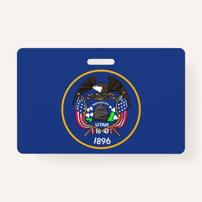 Name Badge with flag of Utah State, USA (Front)