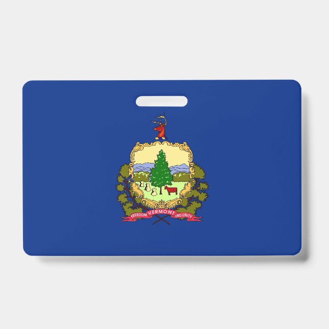 Name Badge with flag of Vermont State, USA (Front)