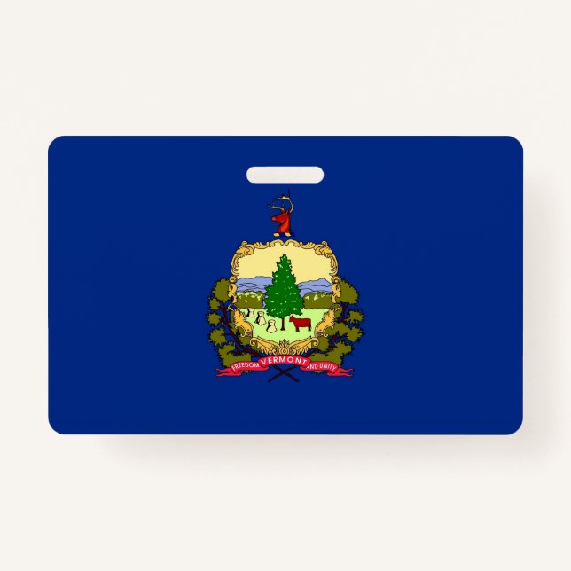 Name Badge with flag of Vermont State, USA (Front)