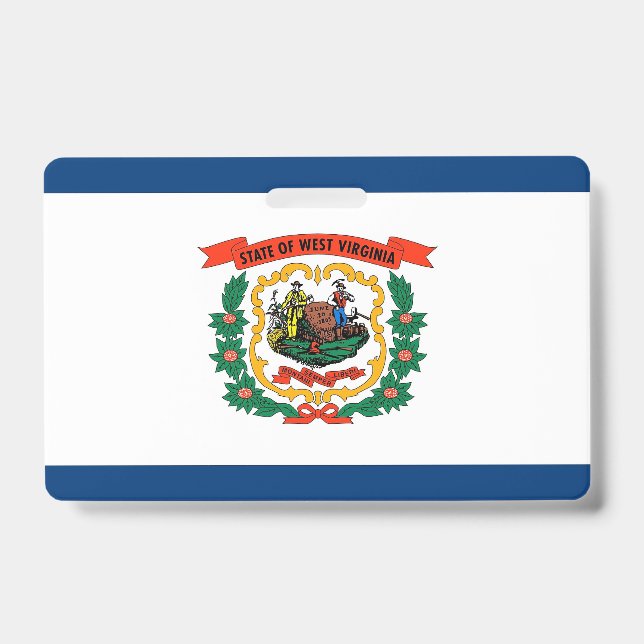 Name Badge with flag of West Virginia State, USA (Front)