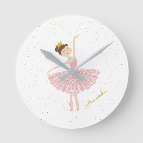 name ballerina personalize round clock