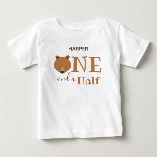 Name Bear 18 Months One and a Half Birthday Baby T-Shirt (Front)