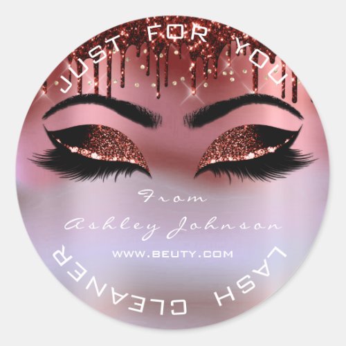Name Beauty Lashes Burgundy Ombre Lashes Eyes Classic Round Sticker