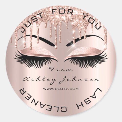 Name Beauty Lshes Drips Pink Brows Lashes Cleaner Classic Round Sticker