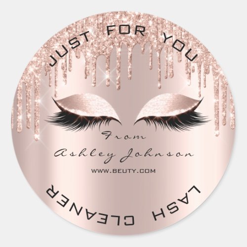 Name Beauty Lshes Drips Rose Spark Lashes Cleaner Classic Round Sticker