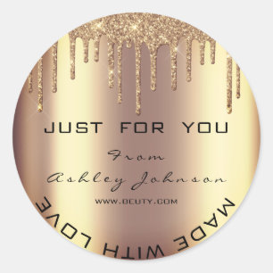 Name Beauty Salon Drips Gold Lashes With Love Classic Round Sticker