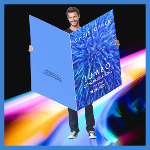 Name Big Huge JUMBO Blue Abstract Retirement Card