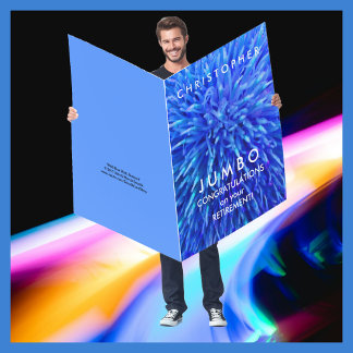 Name Big Huge JUMBO Blue Abstract Retirement Card