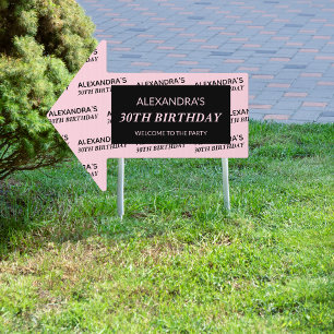  Name Black Blush Pink Birthday Welcome Yard Sign
