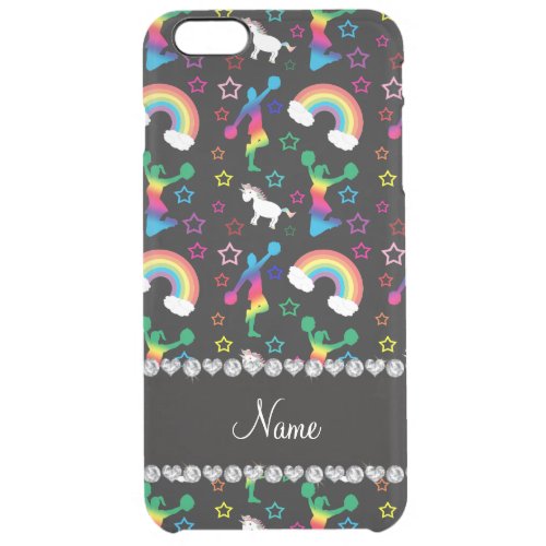 Name black cheerleading rainbow unicorns stars clear iPhone 6 plus case