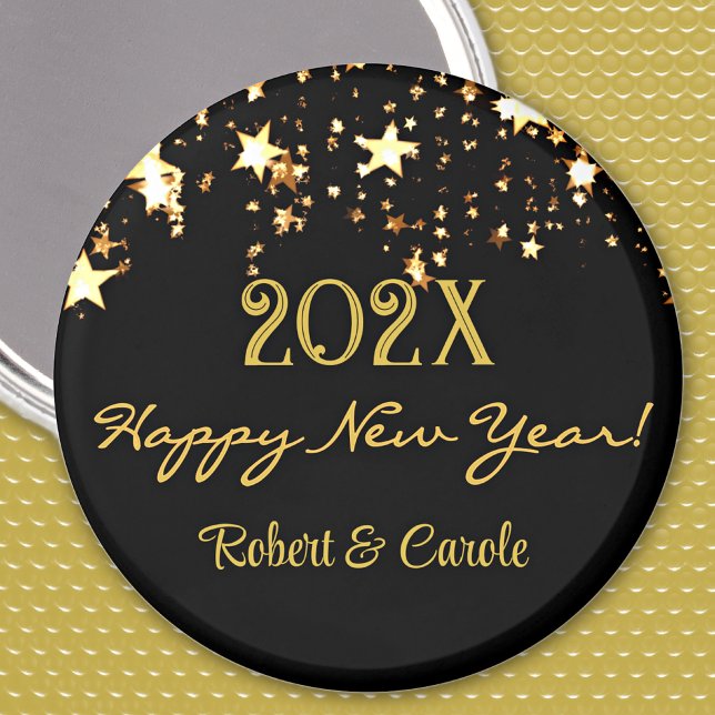 Name, Black & Gold Happy New Year 2.25-in Favor Magnet (Creator Uploaded)