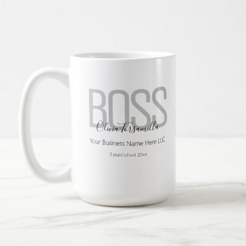 Name Black Gray Boss Coffee Mug