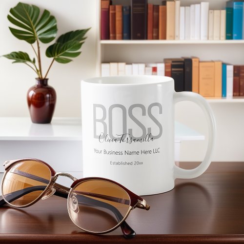 Name Black Gray Boss Coffee Mug