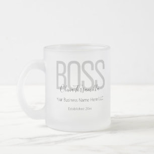 Name Black Gray Boss Frosted Glass Coffee Mug
