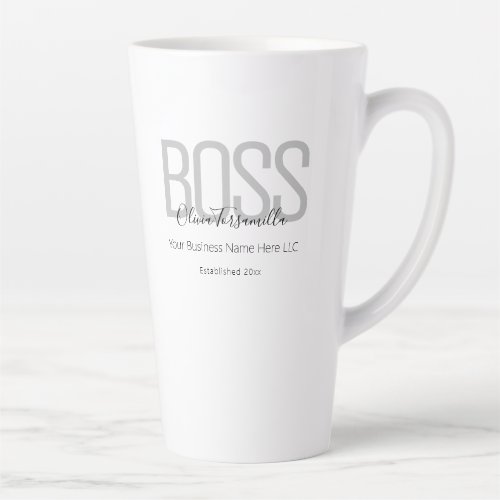 Name Black Gray Boss Latte Mug
