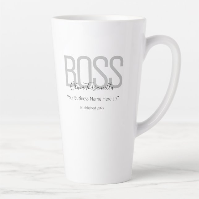 Name Black Gray Boss Latte Mug (Right)