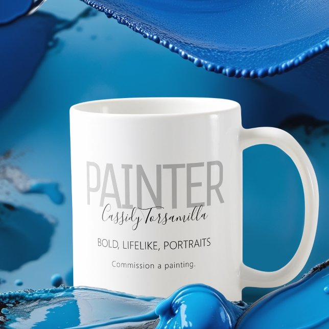Name Black Gray Painter Coffee Mug (Get this mug for yourself and as a way to promote your artwork. )