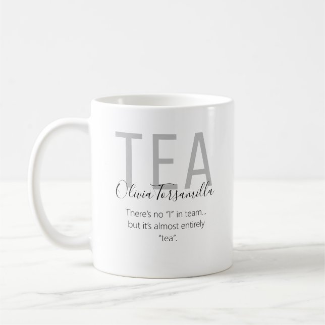 Name Black Gray Pun Tea Coffee Mug (Left)