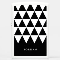 Name Black Minimalist White Triangle Pattern Zippo Lighter