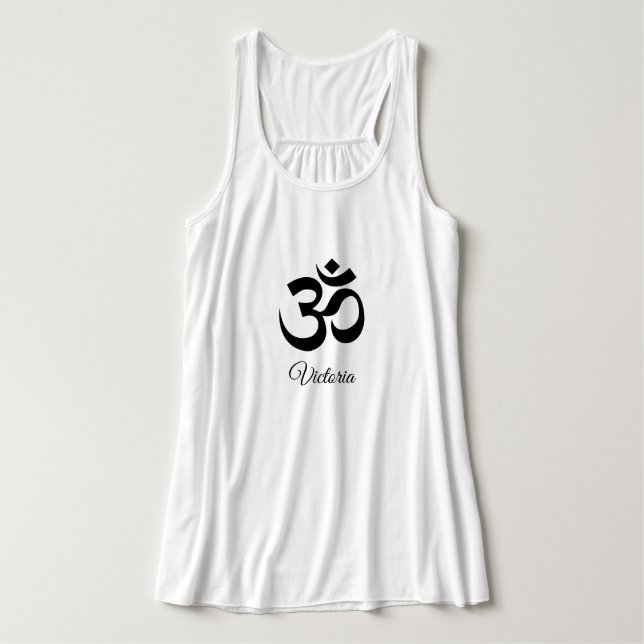 Name, Black Om Symbol Bella+Canvas Yoga Tank Top (Design Front)