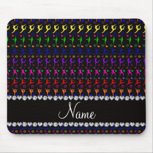 Name black rainbow gymnastics hearts stars mouse pad