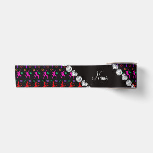 Name black rainbow gymnastics hearts stars satin ribbon