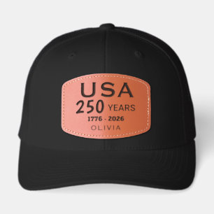 Name    Black USA 250 Years 1776-2026 Leather Patch Hat