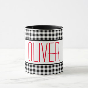 Name Black & White Buffalo Check 11oz Combo Coffee Mug