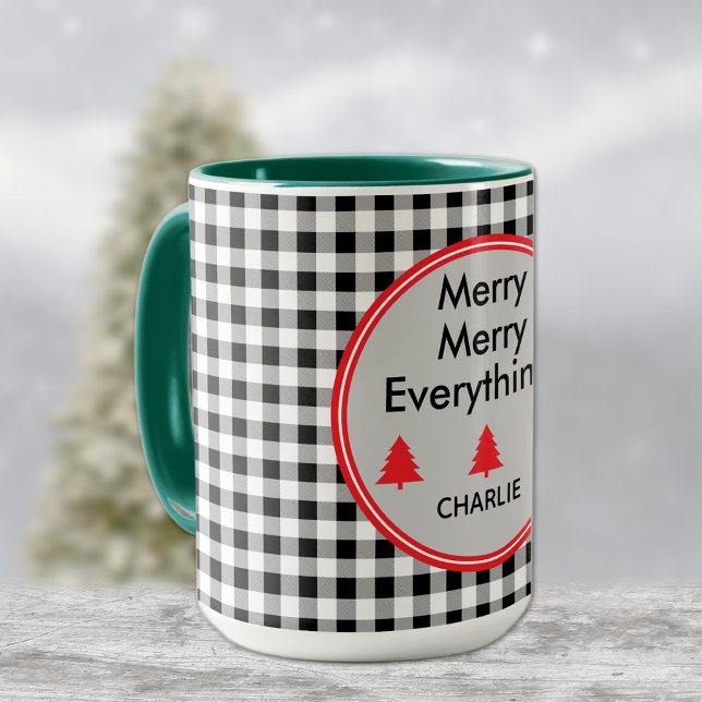 Name, Black & White Buffalo Check 15oz. Combo Mug (Creator Uploaded)