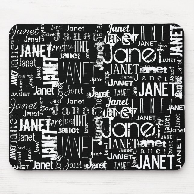 Name Black White Mouse Pad | Personalize (Front)