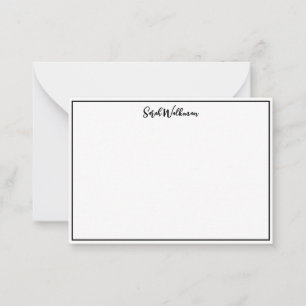 Name & Blank Black and white Minimalist Note Card