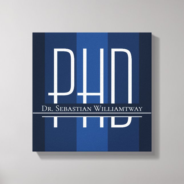 Name Blue Graduation PhD Canvas Print (Front)