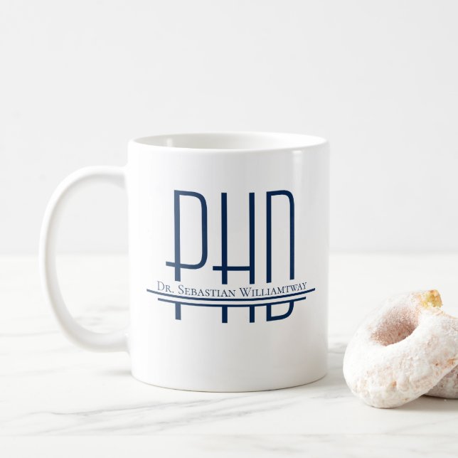 Name Blue PhD Coffee Mug (With Donut)