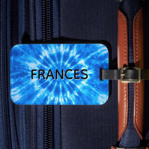 Name Blue Tie Dye Luggage Tag