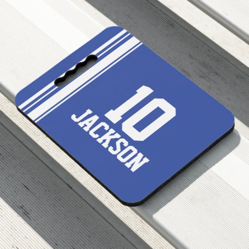 Name blue white sport name number personalized seat cushion