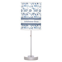 Name Blue White Whale Ocean Pattern Nursery Table Lamp