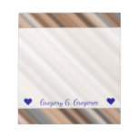 [ Thumbnail: Name + Blurry Rustic Inspired Stripes Pattern Notepad ]
