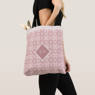 Name Blush Pink Abstract Floral Chic Pretty Girly  Tote Bag