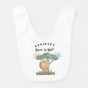 Name Boho Lion Jungle Safari One of Two Twin Quote Baby Bib