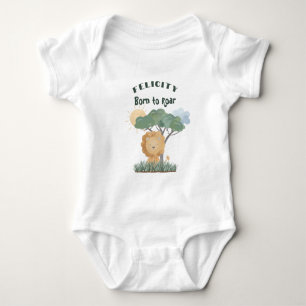 Name Boho Lion Jungle Safari One of Two Twin Quote Baby Bodysuit