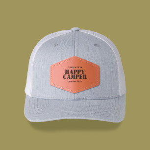Name Bold Business Camp School Leather Patch Hat